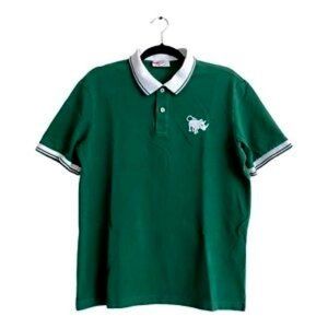 Prada green polo with rare rhinoceros emblem.